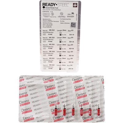 Ready-Steel Sterile Hedstrom File, Stainless Steel, 25 mm, #25, Red, 6/Pk, 6852525 thumbnail 12