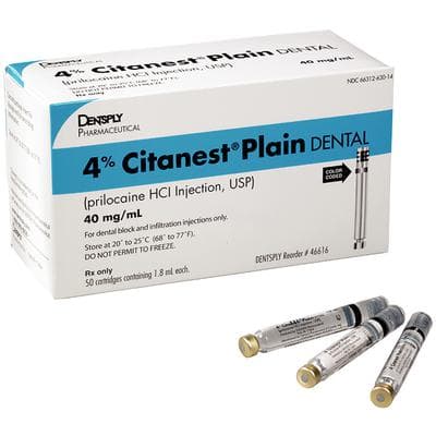 Citanest Plain 4% Prilocaine HCl Dental Anesthetic without Vasoconstrictor, 1.8 mL Cartridges, 50/Box, 46616 thumbnail 14