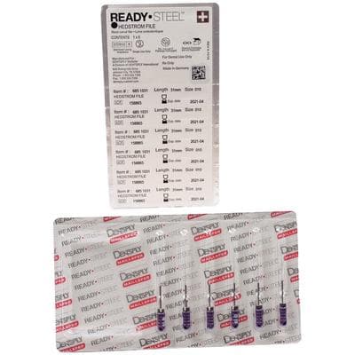 Ready-Steel Sterile Hedstrom Files, Stainless Steel, 31 mm, #10, Purple, 6/Pk, 6851031 thumbnail 17