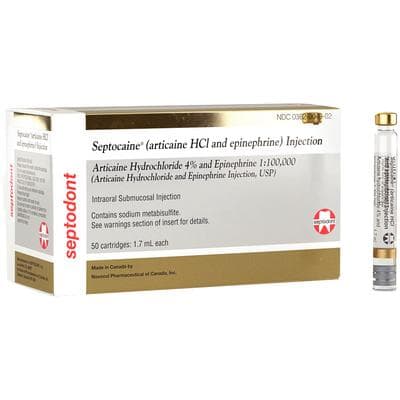 Septocaine® Articaine HCl 4% with Epinephrine 1:100,000, Gold Box, 1.7 mL Cartridges, 50/Box, 01A1400 thumbnail 18