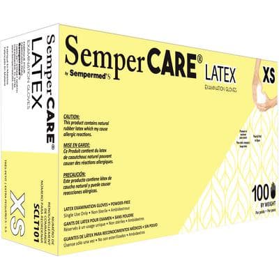 SemperCare® Latex Exam Gloves, Powder Free, Non-Sterile, Micro-Textured, X-Small, Cream, 100/Box thumbnail 11