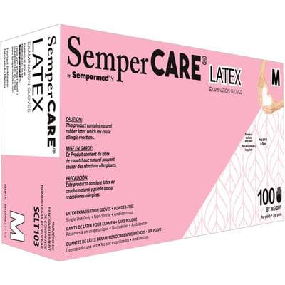 SemperCare® Latex Exam Gloves, Powder Free, Non-Sterile, Medium, Cream, 100/Box thumbnail 12