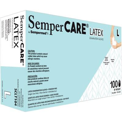 SemperCare Latex Exam Gloves, Powder Free, Non-Sterile, Micro-Textured, Large, Cream, 100/Box thumbnail 12