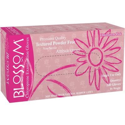 Blossom® Pink Chloroprene Exam Gloves, Powder Free, Latex Free, Non-Sterile, Textured, Medium, 100/Box thumbnail 3
