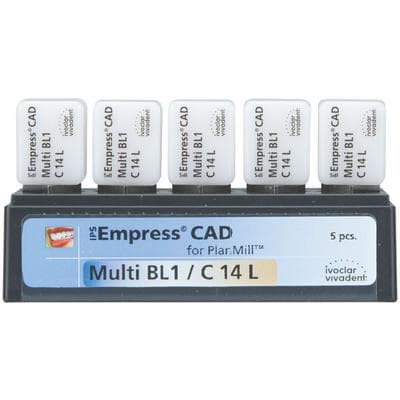 IPS Empress CAD PlanMill Multi Block, Shade BL1, Size C14L, 5/Pkg thumbnail 7