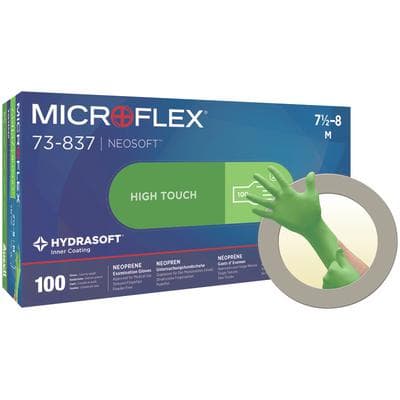 Microflex NeoSoft Neoprene Exam Gloves, Powder-Free, Latex-Free, Textured, Large, Green, 100/Bx, 73-837 thumbnail 12
