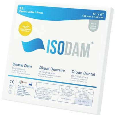 Isodam Non-Latex Polyisoprene Dental Dam, 6" x 6", Heavy Gauge, Light Blue, 15/Box, ISO02300615 thumbnail 12