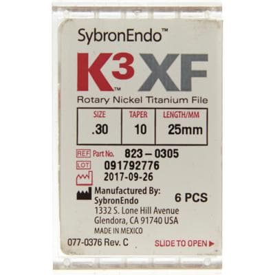 Kerr K3XF Nickel Titanium Rotary Files, #30/.10, 25mm, Blue, 6/Pk, 823-0305 thumbnail 6
