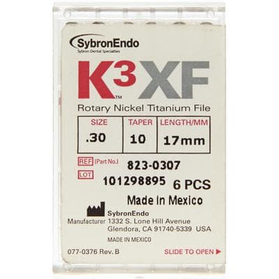 Kerr K3XF Nickel Titanium Rotary Files, #30, .10 Taper, 17mm, Blue, 6/Pk, 823-0307 thumbnail 6