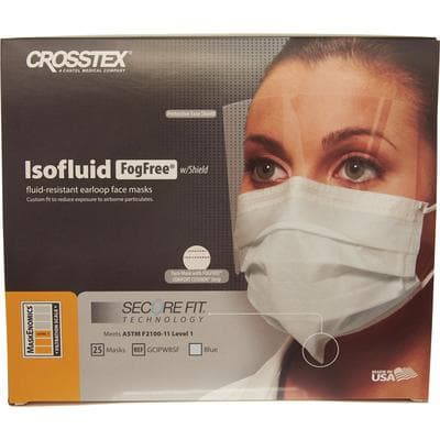 Isofluid FogFree Earloop Procedure Face Mask with Wrap-Around Shield, SecureFit Technology, ASTM Level 1, Blue, 25/Box, GCIPWBSF thumbnail 13