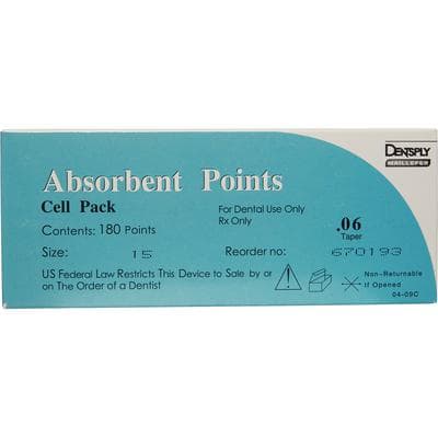 Dentsply Maillefer Absorbent Paper Points, Sterile, .06 Taper, #15 (White), 180/Pack, 670193 thumbnail 13