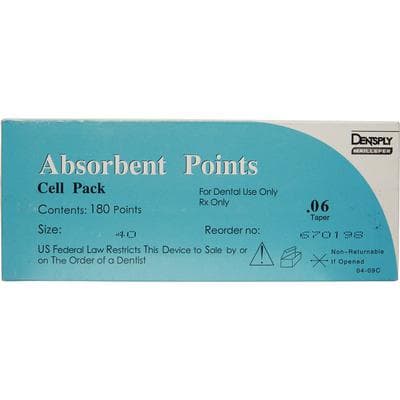 Dentsply Sirona Maillefer Absorbent Paper Points, #40, .06 Taper, Sterile, Cell Pack, 180/Pk, 670198 thumbnail 14