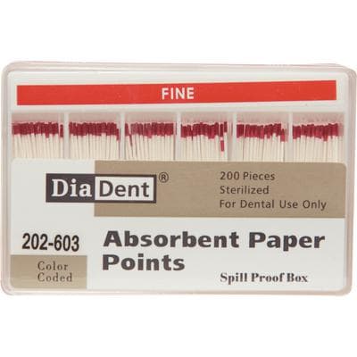 Diadent Absorbent Paper Points, Sterile, Spillproof Pack, Fine, Red, 200/Box, 202-S603 thumbnail 12