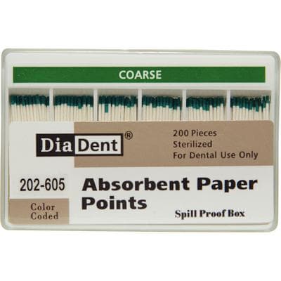 DiaDent Absorbent Paper Points, Coarse, Green, .02 Taper, Non-Marked, Spill-Proof Box of 200 thumbnail 6
