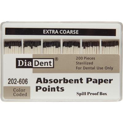 DiaDent Absorbent Paper Points, X-Coarse, Black, .02 Taper, Non-Marked, Spill-Proof Box of 200 thumbnail 7