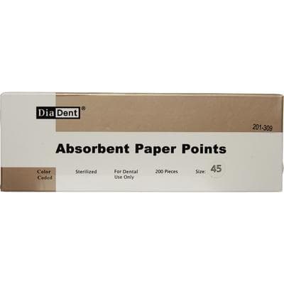 DiaDent Absorbent Paper Points, Cell Pack, #45, White, .02 Taper, Non-Marked, 200/Box, 201-309 thumbnail 6