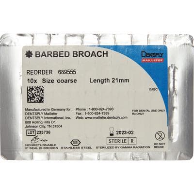 Dentsply Sirona Maillefer Barbed Broaches, Coarse (Black), 21mm, 10/Pk, 689555 thumbnail 6