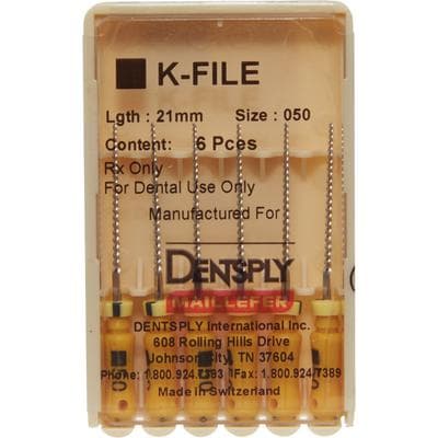 Dentsply Maillefer K-Files, Stainless Steel, 21 mm, #50, Yellow, 6/Pk, 671109 thumbnail 13