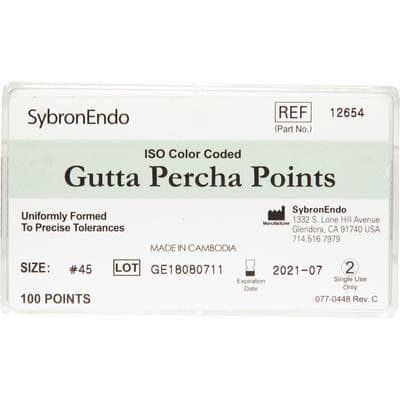 Kerr Standardized Gutta Percha Points, #45, White, 100/Box, 12654 thumbnail 8