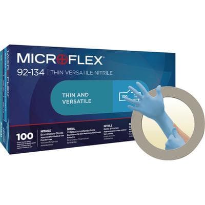 Microflex 92-134 Nitrile Exam Gloves, Powder Free, Non-Sterile, Blue, X-Small (5.5-6), 100/Box, 92134060 thumbnail 11