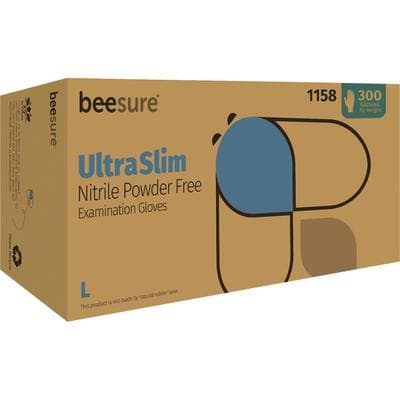 BeeSure UltraSlim Nitrile Exam Gloves, Powder Free, Non-Sterile, Large, Blue, 300/Box, BE1158 thumbnail 15