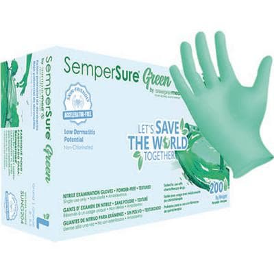 Sempermed Sempersure Green Powder-Free Nitrile Exam Gloves, Medium, Textured, 200/Box, SUNG203 thumbnail 14