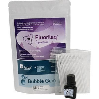 Fluorilaq™ Squeeze 5% Sodium Fluoride Varnish, Bubblegum, 9.5 mL Bottle with 30 Brushes, 10-420 thumbnail 12