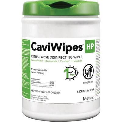 CaviWipes™ HP Surface Disinfectant Wipes, X-Large 9" x 12", Hydrogen Peroxide, 65/Canister, 16-1150 thumbnail 5