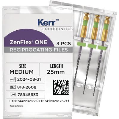 ZenFlex ONE Reciprocating NiTi File, Medium (Green), .35/.06, 25mm, 3/Pk, 818-2608 thumbnail 16