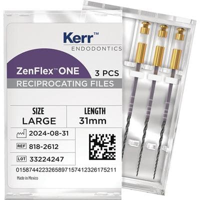 ZenFlex ONE Reciprocating NiTi File, Large, White, .45/.06, 31mm, 3/Pk, 818-2612 thumbnail 10