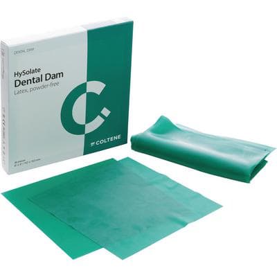 HySolate Latex Dental Dam, Green, Heavy, 5" x 5" (127 mm x 127 mm), Powder-Free, 52/Pk, 60034416 thumbnail 3