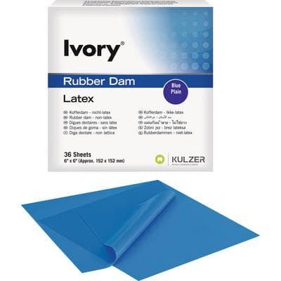 Ivory Latex Rubber Dam, Thin Gauge, 6" x 6", Blue, Adult, 36/Box, 66094052 thumbnail 4
