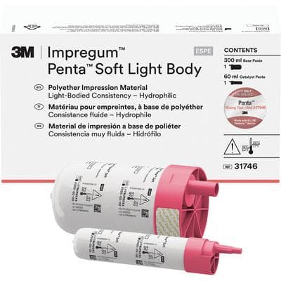 3M Impregum Penta Soft Light Body Polyether Impression Material Refill, Light Pink, 1 x 300 mL Base + 1 x 60 mL Catalyst, 31746 thumbnail 9