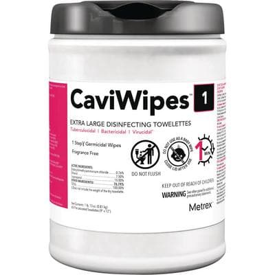 CaviWipes1™ Surface Disinfectant Towelettes, Extra Large, 9" x 12", 65/Canister, 13-5150 thumbnail 6
