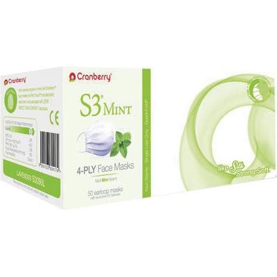 Cranberry S3 Mint Earloop Face Mask, ASTM Level 3, Lavender, 50/Box, S3090L thumbnail 13