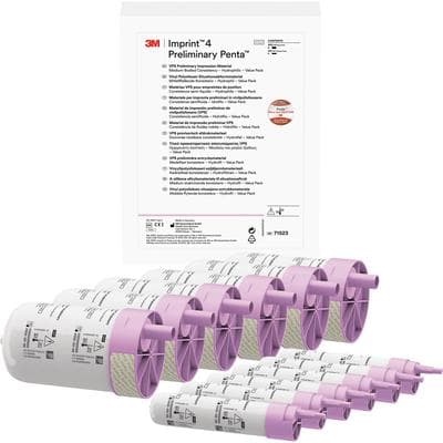 3M Imprint 4 Preliminary Penta VPS Preliminary Impression Material Value Pack, Regular Set, Pink, 6 x 300 mL Base Paste + 6 x 60 mL Catalyst, 71523 thumbnail 14