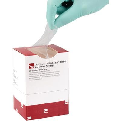 Practicon QUIKsheath Air-Water Syringe Barriers, Pre-Punched, Clear, 8.5" x 2.5", 500/Box thumbnail 6