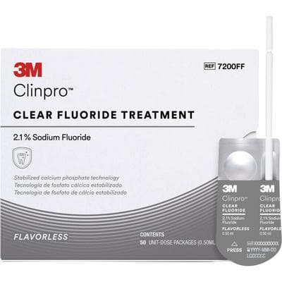 3M Clinpro Clear Fluoride Treatment, Flavorless, 2.1% Sodium Fluoride, 0.5 mL Unit Dose, 50/Pk, 7200FF thumbnail 12