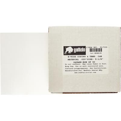 Buffalo Dental Coping and Temporary Crown & Bridge Material, .020" Thick, 5" x 5" Polypropylene Sheets, 200/Pkg, 31725 thumbnail 6