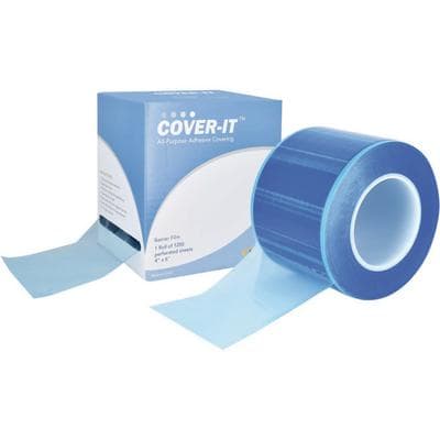 Pac-Dent Cover-It Barrier Film, 4" x 6" Perforated Sheets, Blue, Adhesive Back, Roll of 1200, C101B thumbnail 5