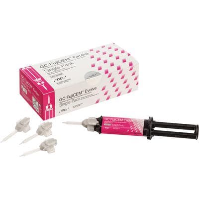GC FujiCEM Evolve Resin-Reinforced Glass Ionomer Luting Cement, Automix Single Pack, 9.2 g Syringe + 15 Mixing Tips, 012948 thumbnail 23
