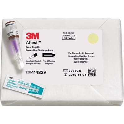 3M Attest Super Rapid 5 Steam-Plus Challenge Pack, 24-Minute Biological Indicator, 24/Case, 41482V thumbnail 5