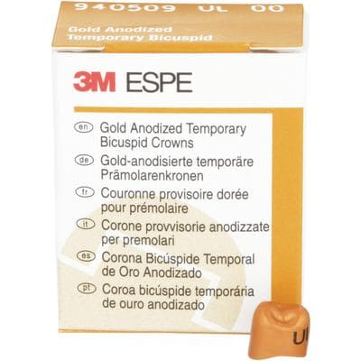 3M Gold Anodized Temporary Bicuspid Crowns, Upper Left First Bicuspid, Size 00, 5/Box, 940509 thumbnail 9