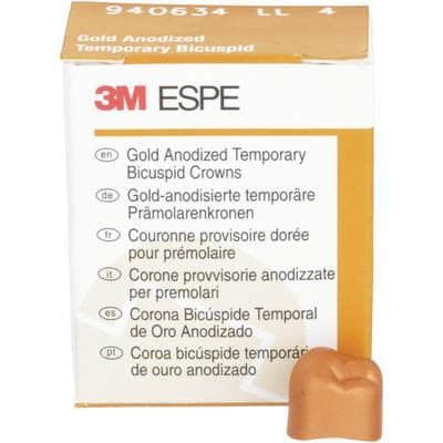 3M Gold Anodized Temporary Bicuspid Crowns, Lower Left Second Bicuspid, Size 4, 5/Box, 940634 thumbnail 10