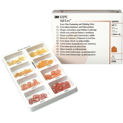 3M Sof-Lex XT Extra-Thin Pop-On Contouring and Polishing Discs Kit, Assorted Grits, 1/2" and 3/8" Diameters, 120 Discs + 1 RA Mandrel, 2380 thumbnail 16