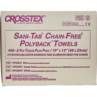Sani-Tab Chain-Free Patient Towels, 3-Ply Tissue with 1-Ply Poly Backing, Dusty Rose, 13" x 19", 400/Pkg, WPXDRT thumbnail 10
