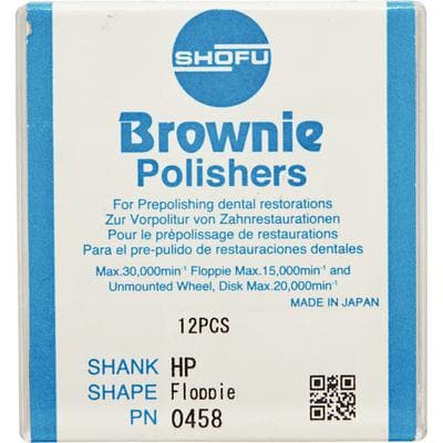 Shofu Brownie Silicone Polishers, HP Floppie, Pre-Polishing, Size #0458-HP, ISO #220, Brown, 12/Pk thumbnail 12