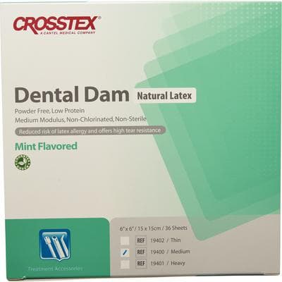 Crosstex Latex Dental Dam, 6" x 6", Medium Gauge, Green, Mint Flavored, 36/Box, 19400 thumbnail 11