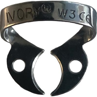 Ivory Stainless Steel Wingless Rubber Dam Clamp, #W3, Flat Jaws for Small Molars, 1/Pk, 50057522 thumbnail 19