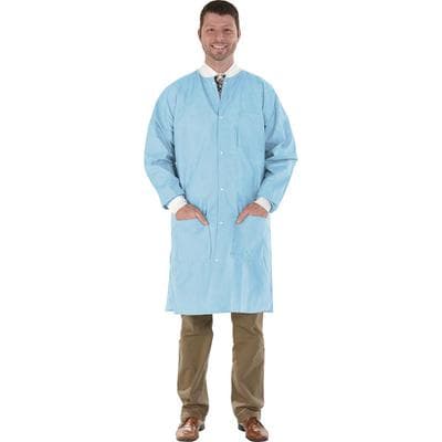 Medicom SafeWear High Performance Lab Coat, Soft Blue, Medium, SMS 45 gsm, 3 Pockets, Snap Front, 12/Pk, 8112-B thumbnail 17